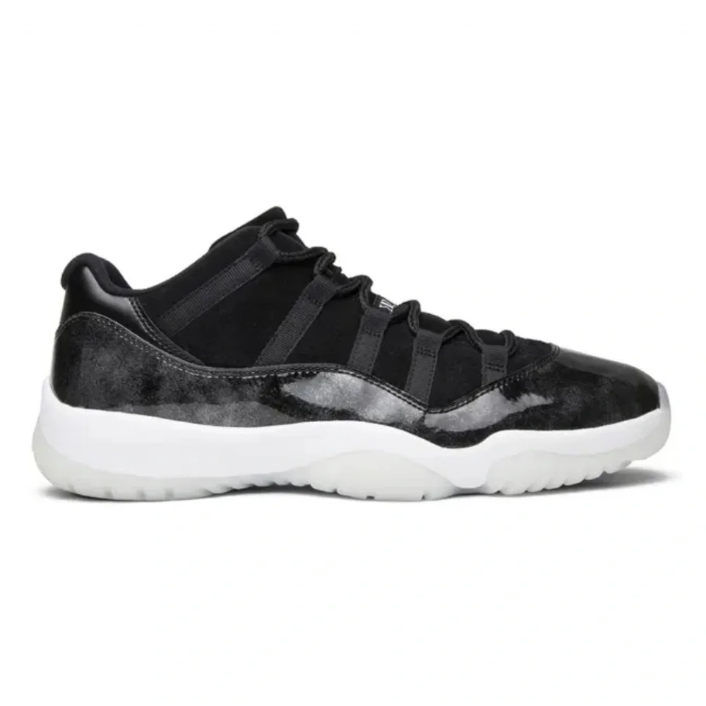 Nike Air Jordan 11 Retro Low Barons Sneakers Black Metallic Silver Men’s Size 11